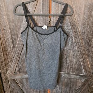 Bravado Designs Tank Top Womens Size 2X Dark Gray Nursing Cami Padded Adjustable